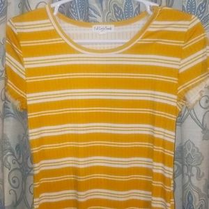 Womens size large crop top yellow and white stripe
